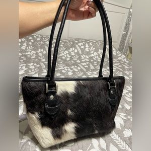 DAMARE, WOMEN'S SHOULDER BAG, Genuine cowhide leather, black white